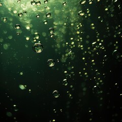 Bubbles rising in green water