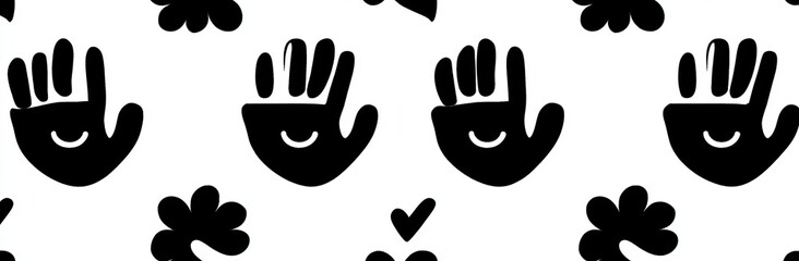 Obraz premium Seamless pattern with pixel Y2K icons. Abstract icon flower heart checkerboard cursor hand.