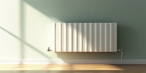 Modern White Radiator in Light Green Apartment