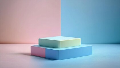 Obraz premium 3D Square podium for mock up, vibrant colorful. Best for product presentation.