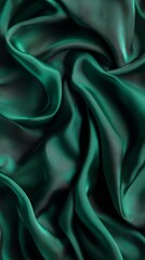 Obraz premium Emerald green silk fabric close-up, luxury