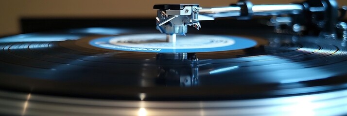 Close-up of a Record Player Needle on a Vinyl Record