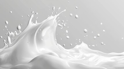 In the background, there is a splash of milk and white liquid silhouettes of flying butterflies