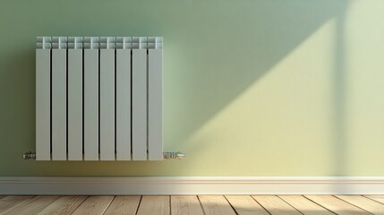 Modern White Radiator in Light Green Apartment