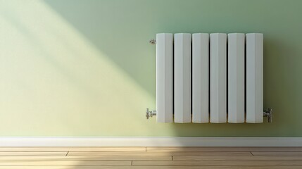Modern White Radiator in Light Green Apartment