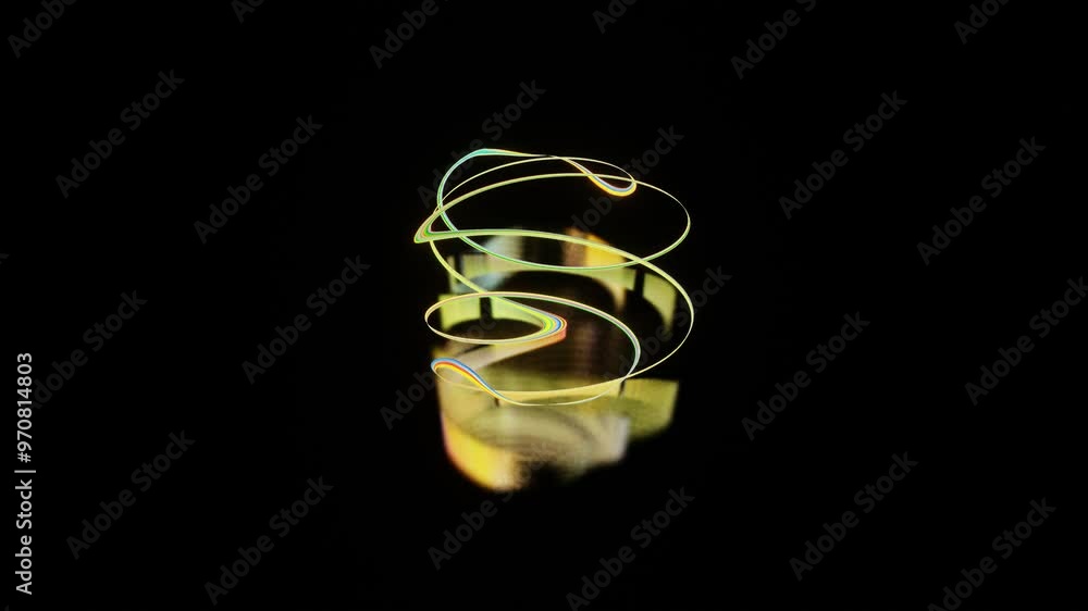 Poster rainbow abstract figure bends and deforms on black background. looped abstract animation. 3d render