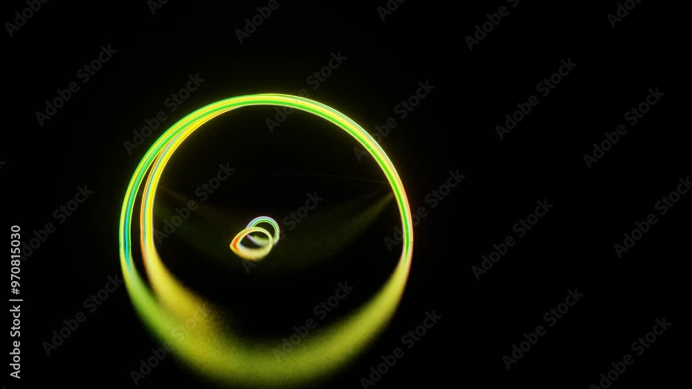 Poster rainbow abstract figure bends and deforms on black background. looped abstract animation. 3d render