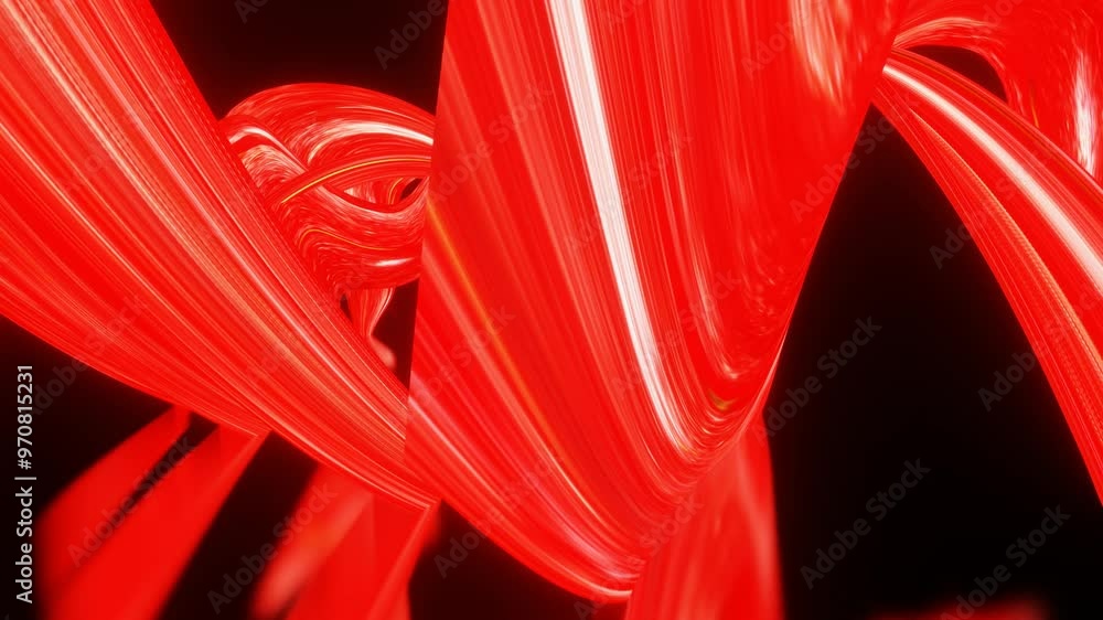 Poster red abstract figure bends and deforms on black background. looped abstract animation. 3d render