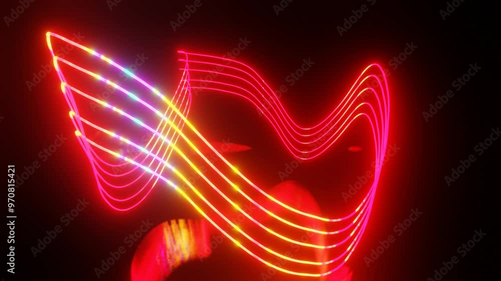 Aufkleber red abstract figure bends and deforms on black background. looped abstract animation. 3d render