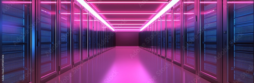 Aufkleber 3d modern illustration of tunnel with digital information and database warehouse super computer in n