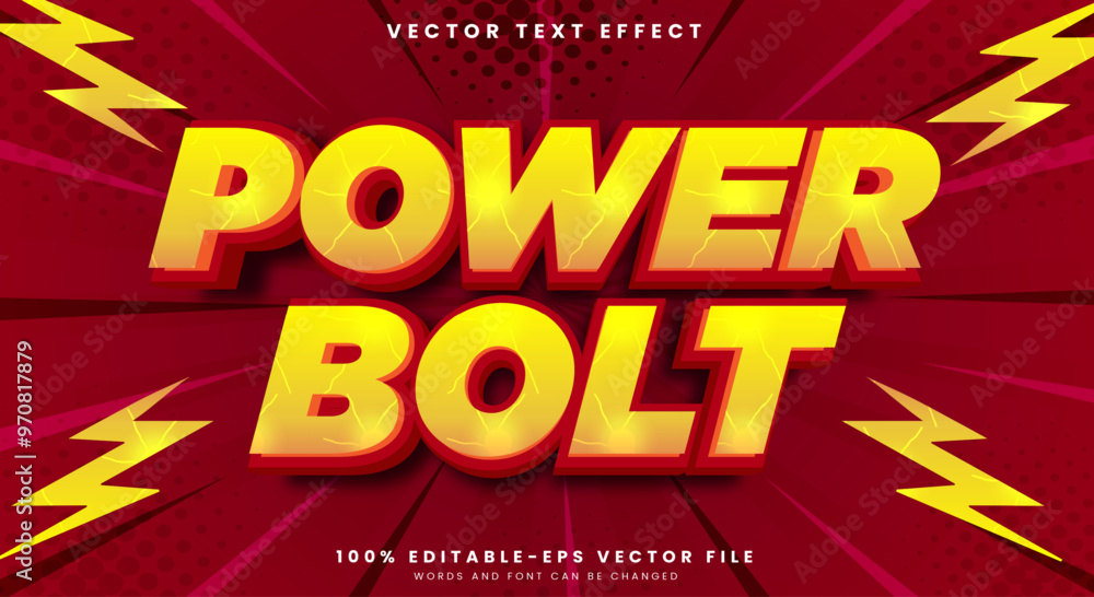Poster power bolt editable text effect template with thunder text style theme