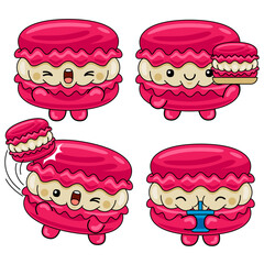  cute macaroon mascot character vector illustration