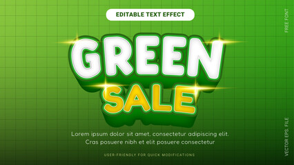Editable Text Effect Green sale with green gradient background vector