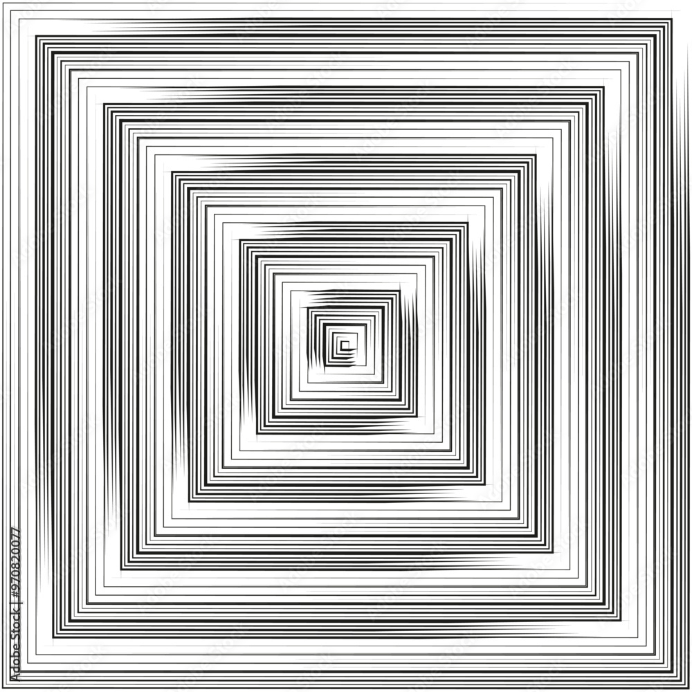Poster abstract geometric pattern. concentric square lines. black and white optical effect. vector hypnotic