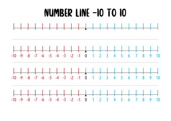 Number Line Printable With Negatives Vector Design on White Background