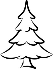 A tree is drawn in black and white