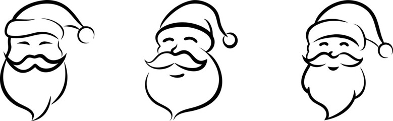 Three different santa claus with different facial hair