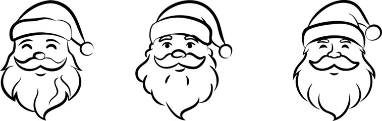 Three different santa claus with different facial hair
