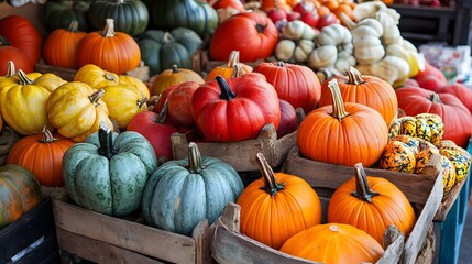 マーケットのカボチャ