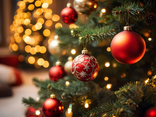 Christmas Tree Ornaments. Room for text. Christmas Ornaments are enjoyed world wide during the Christmas Holiday Season. Merry Christmas and Happy New Year.