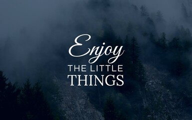A charming quote graphic featuring 'Enjoy the Little Things' in whimsical typography. This design encourages appreciating life's simple joys, making it perfect for personal development or home decor.