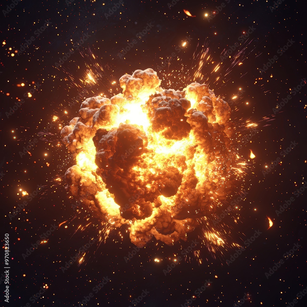 Sticker Fiery explosion in space