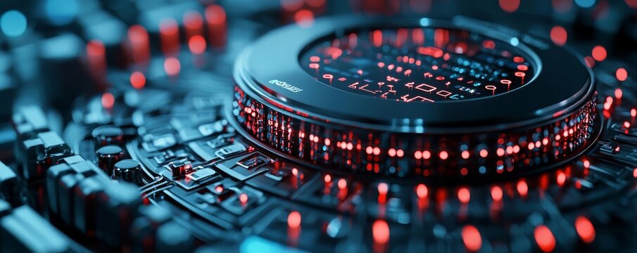 Quantum computing, futuristic quantum computer in a high-tech lab, 3D illustration