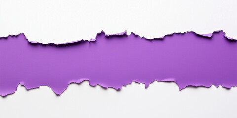 purple paper edge ripped torn white flat background isolated 