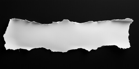 white paper edge ripped torn black flat background isolated 