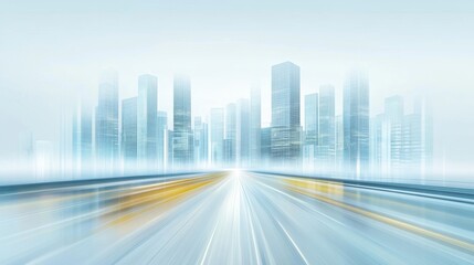 Obraz premium Abstract background of a modern city with blurred light lines and a speed effect on a white