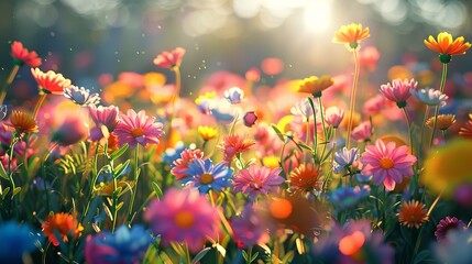 Flowers Background Many Beautiful Flowers Background Illustration