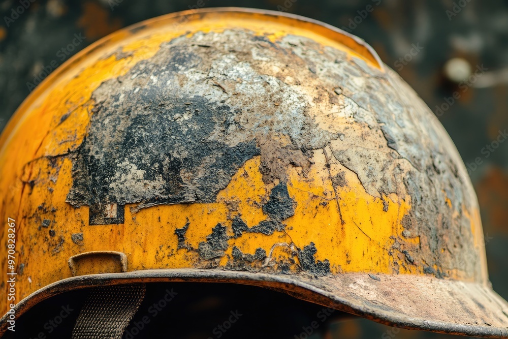 Canvas Prints Closeup of a Weathered Yellow Hard Hat