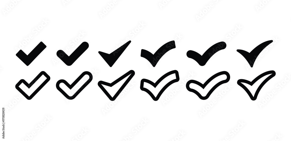 Poster checkmark check correct accept box icon vector design simple black white color flat modern illustrat