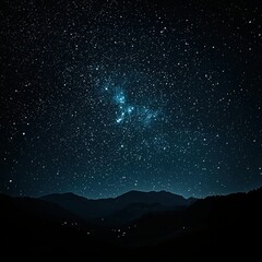 Starry night sky over mountains