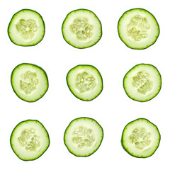 Fresh cucumber slices on black