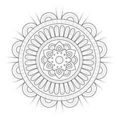 Simple circular pattern in the form of a mandala. Henna tattoo mandala. Mehndi style. Decorative pattern in oriental style. Coloring book page.
