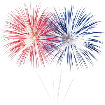 red and blue fireworks on white background clip art preview