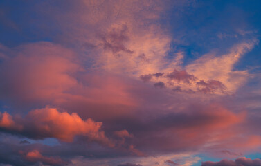 colorful sunset clouds in summer time