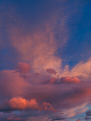 colorful sunset clouds, summer clouds at sunset