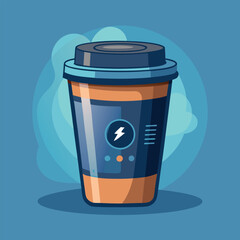 Adobe Illustrator Artwork illustration of a smart reusable coffee cup that tracks your coffee consumption and temperature