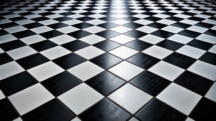 Fototapeta premium Checkered floors in black and white produce a dynamic visual effect, perfect for backgrounds and textures that require