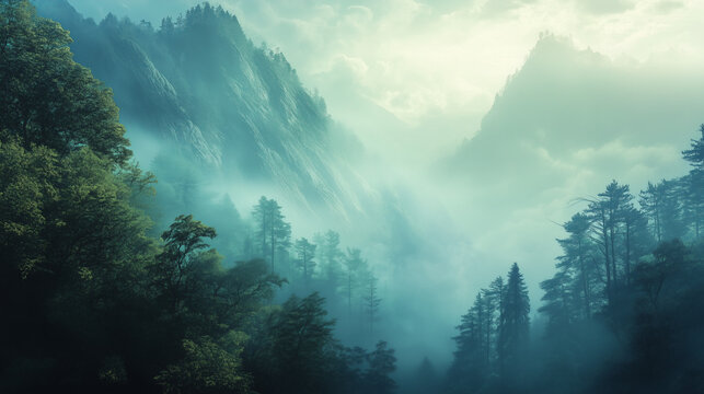 foggy mountain forest