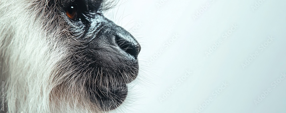 Poster close-up of a monkey's fur with sharp focus showcasing intricate details and textures in a warm-tone