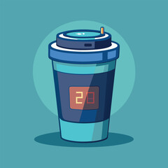 Adobe Illustrator Artwork illustration of a smart reusable coffee cup that tracks your coffee consumption and temperature