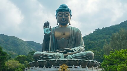 Fototapeta premium Tian Tan Buddha Statue on Lantau Island, Hong Kong