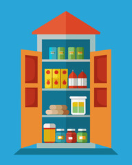 Obraz premium A small but wellstocked pantry with only necessary food items and minimal packaging.. Vector illustration