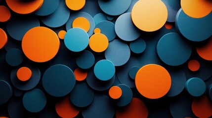 Colorful circles on a dark blue wall creating an abstract design with a bouncing effect.