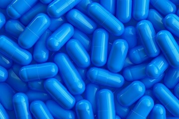 Close-Up of Blue Capsules - Health Supplements or Medication