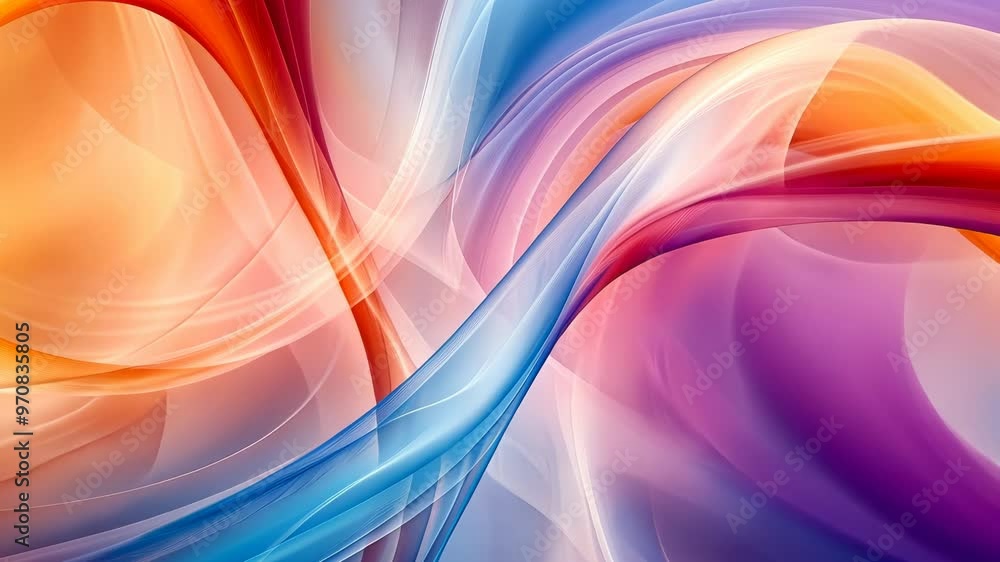 Poster abstract background with colorful lines and curves, light colors, gradient color scheme, motion blur