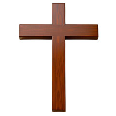 Rich mahogany wood cross on neutral backdrop highlighting polished finish  natural grain